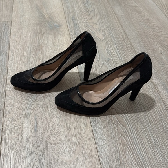 Diane von Furstenberg Mesh & Suede Heels - 6 - Picture 3 of 5